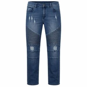 ZLZ Biker Jeans Men 38W Blue Distressed Moto Slim‎ Fit Ribbed Denim
